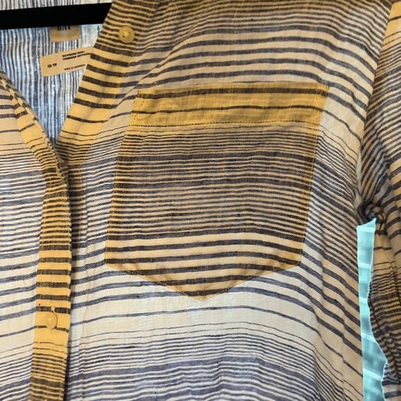 100% LINEN Poplin boyfriend shirt - Picture 3 of 5